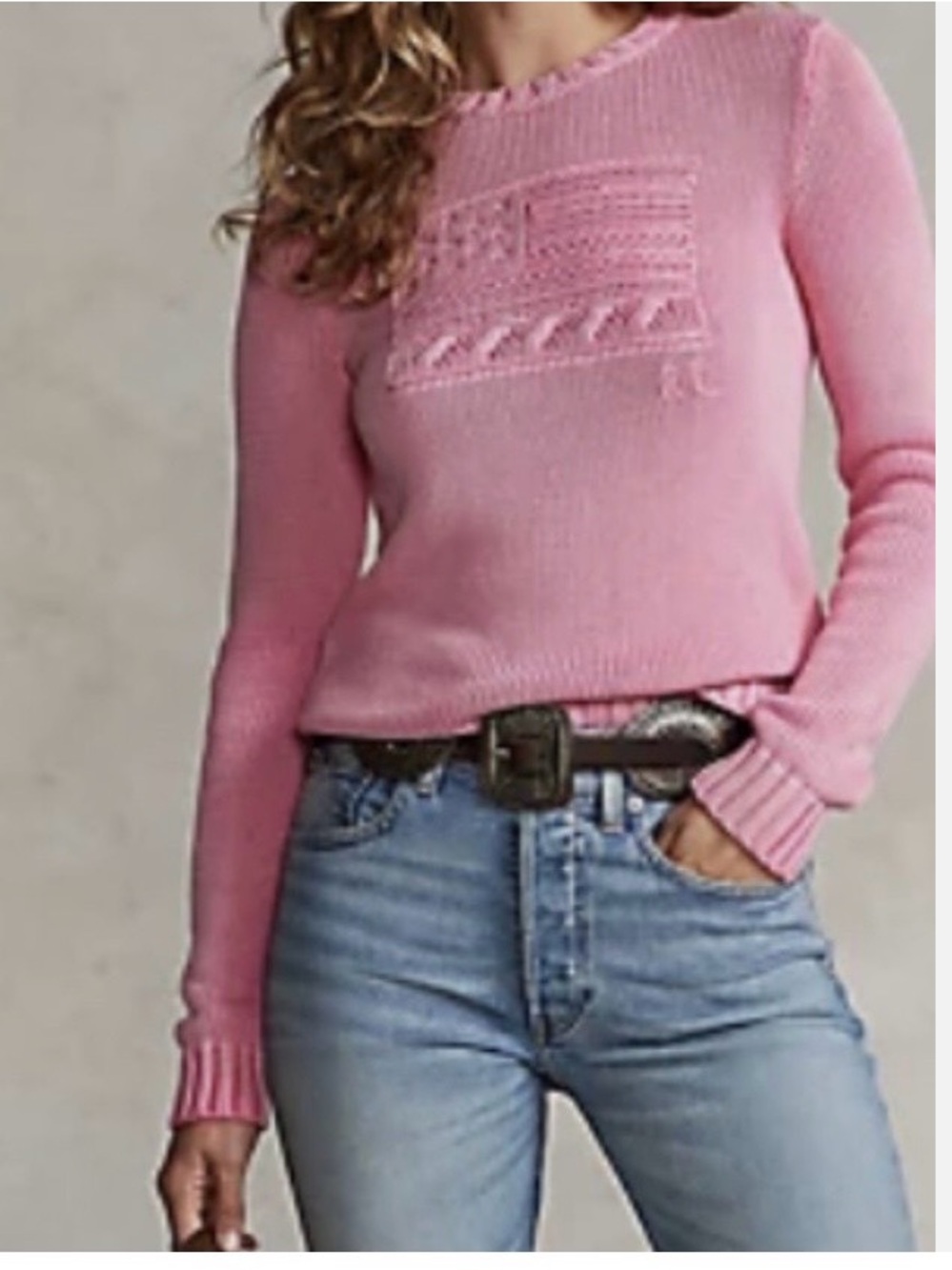 Ralph Lauren Pink Pony Heritage Flag Sweater Ltd Edition Size L pre-owned